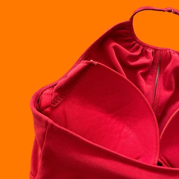 00's vintage orange high neck keyhole halter bodycon y2k cropped tank top XS - Picture 5 of 7